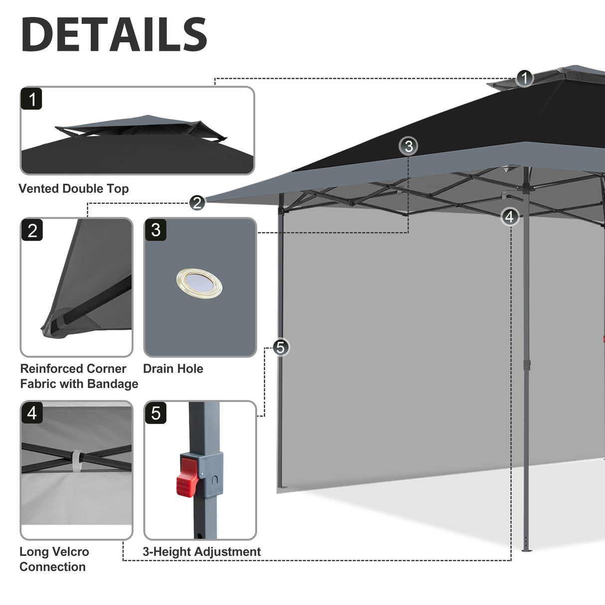 13x13 Pop Up Canopy Tent With Sidewall