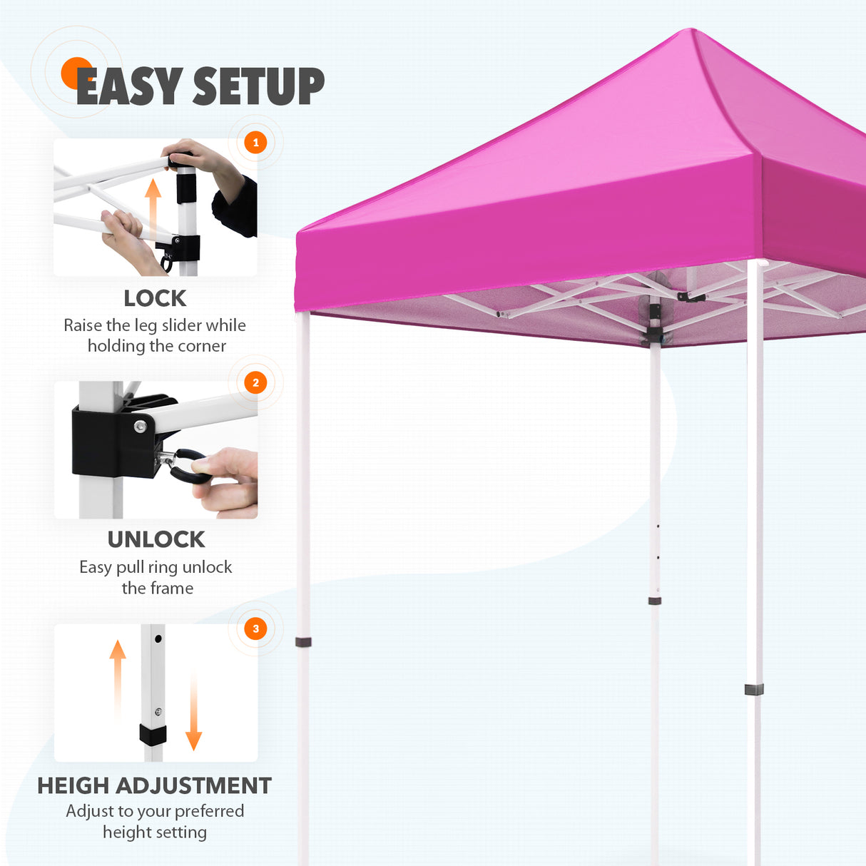 5x5 Pop Up Canopy Tent Instant Straight Leg  Outdoor Canopy Easy Set-up