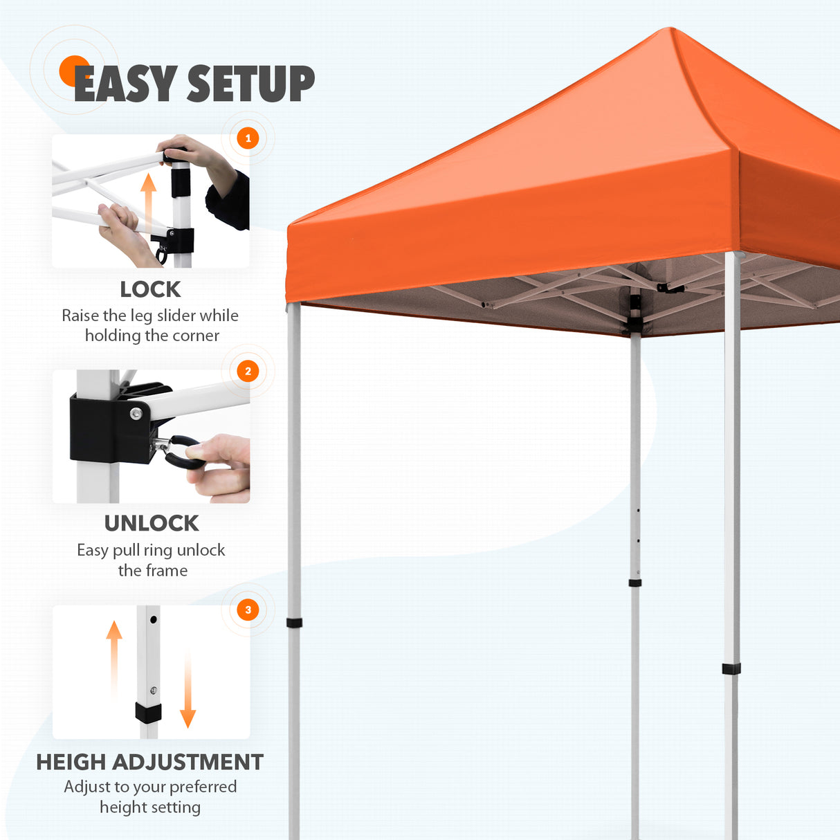 5x5 Pop Up Canopy Tent Instant Straight Leg  Outdoor Canopy Easy Set-up