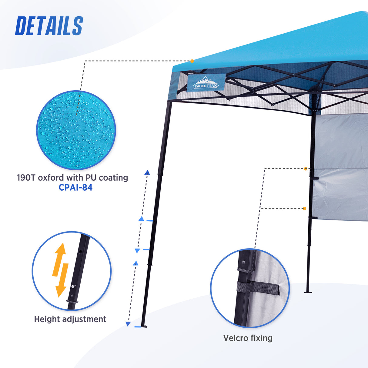 8x8 Pop Up Canopy Tent with Sidewall,8x8 Base 6x6 Top