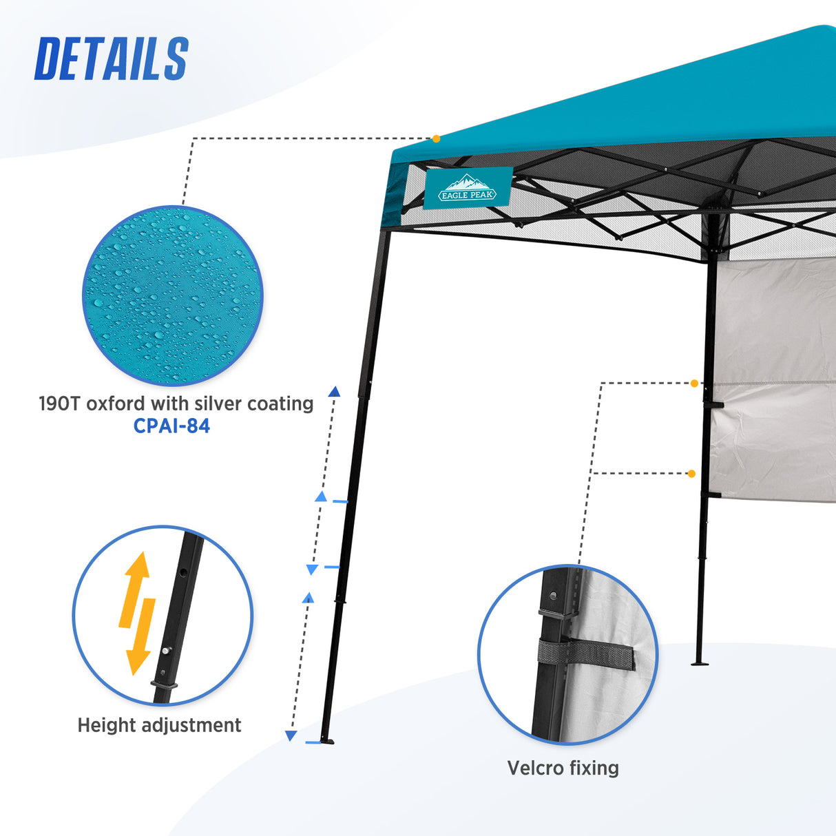 8x8 Pop Up Canopy Tent with Sidewall,8x8 Base 6x6 Top