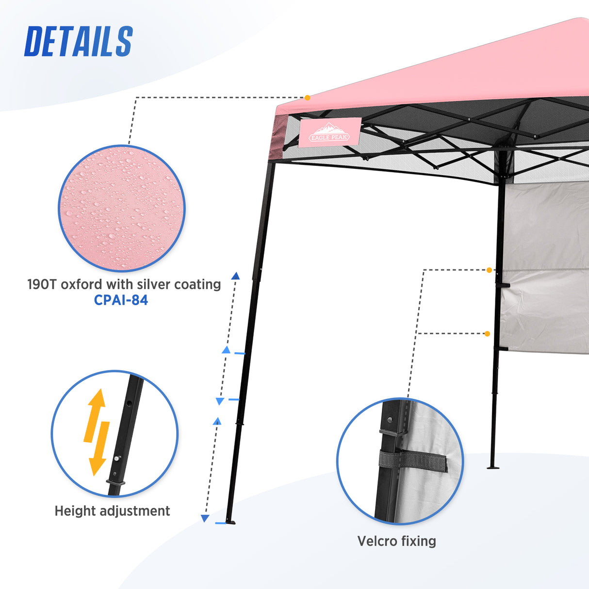 8x8 Pop Up Canopy Tent with Sidewall,8x8 Base 6x6 Top