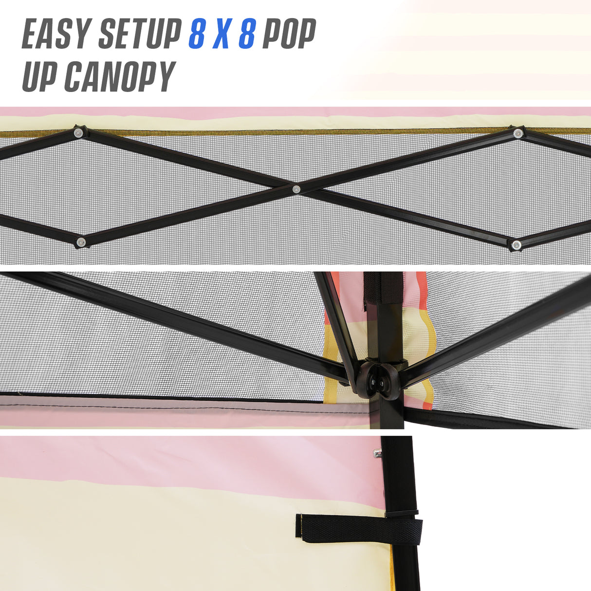 8x8 Backpack Pop Up Canopy Tent w/ Sidewall 8x8 Base 6x6 Top,Unique Printing Fabric