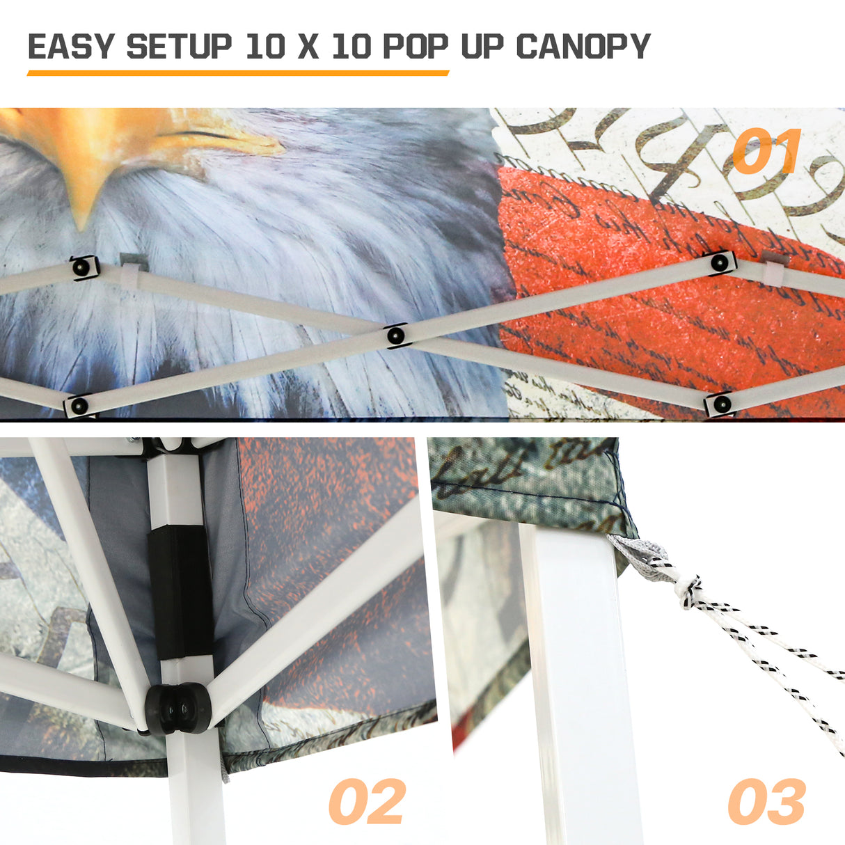 Slant Leg Pop up Canopy Tent, 10x10 Base 8x8 Top with SHADE GRAPHiX High Quality Digital Printed Top