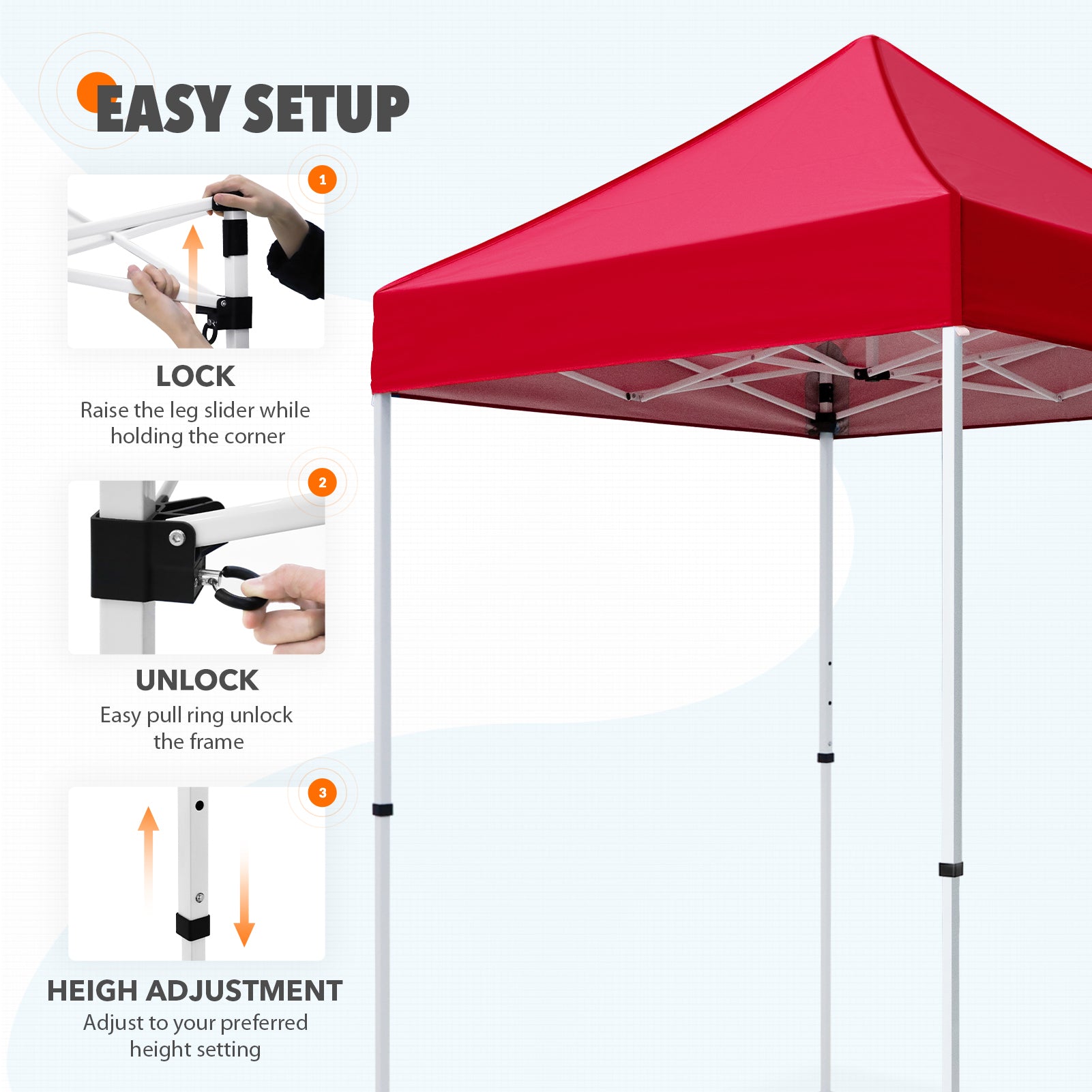 EAGLE PEAK 5x5 Pop Up Canopy Tent Instant Outdoor Canopy Easy Set