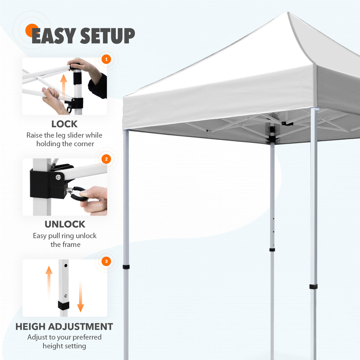 5x5 Pop Up Canopy Tent Instant Straight Leg  Outdoor Canopy Easy Set-up