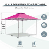 13x13 Straight Leg Pop Up Canopy Tent with 169 sqft of Shade