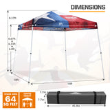 Slant Leg Pop up Canopy Tent, 10x10 Base 8x8 Top with SHADE GRAPHiX High Quality Digital Printed Top