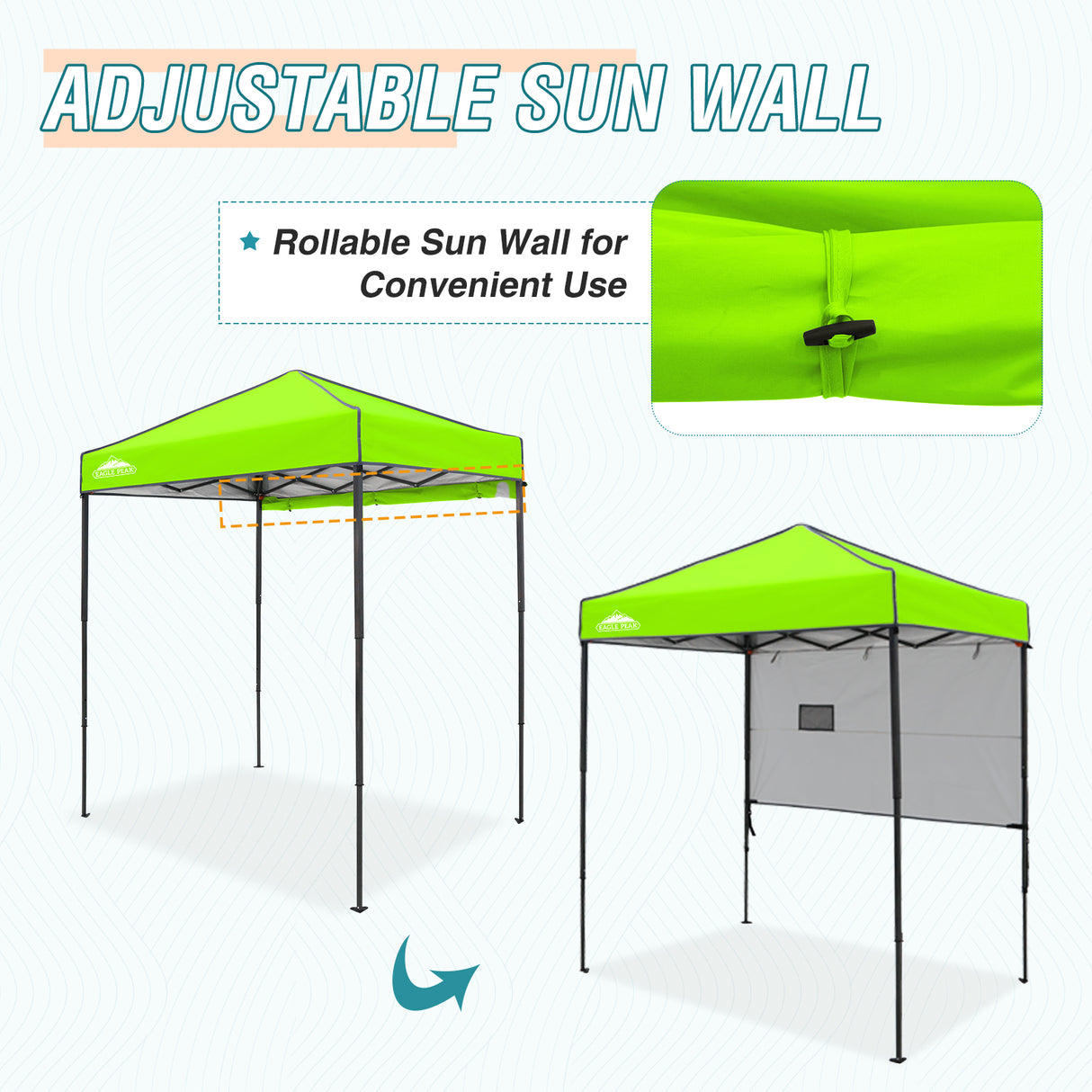 6x4 ft Instant Pop Up Canopy with Adjustable Sun Wall