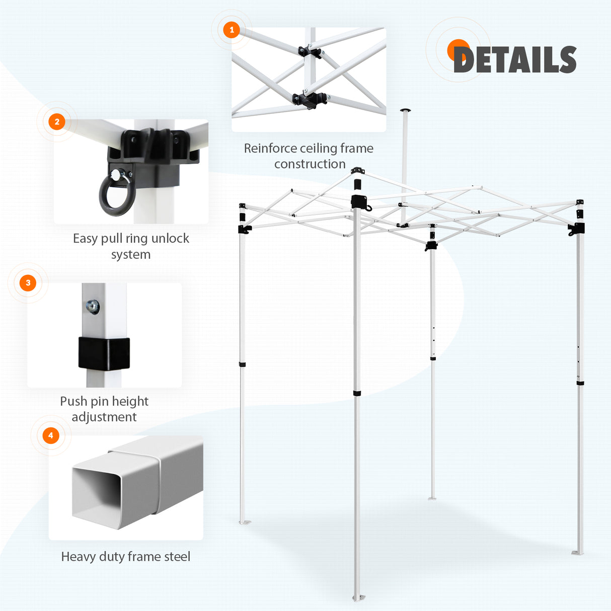 5x5 Pop Up Canopy Tent Instant Straight Leg  Outdoor Canopy Easy Set-up