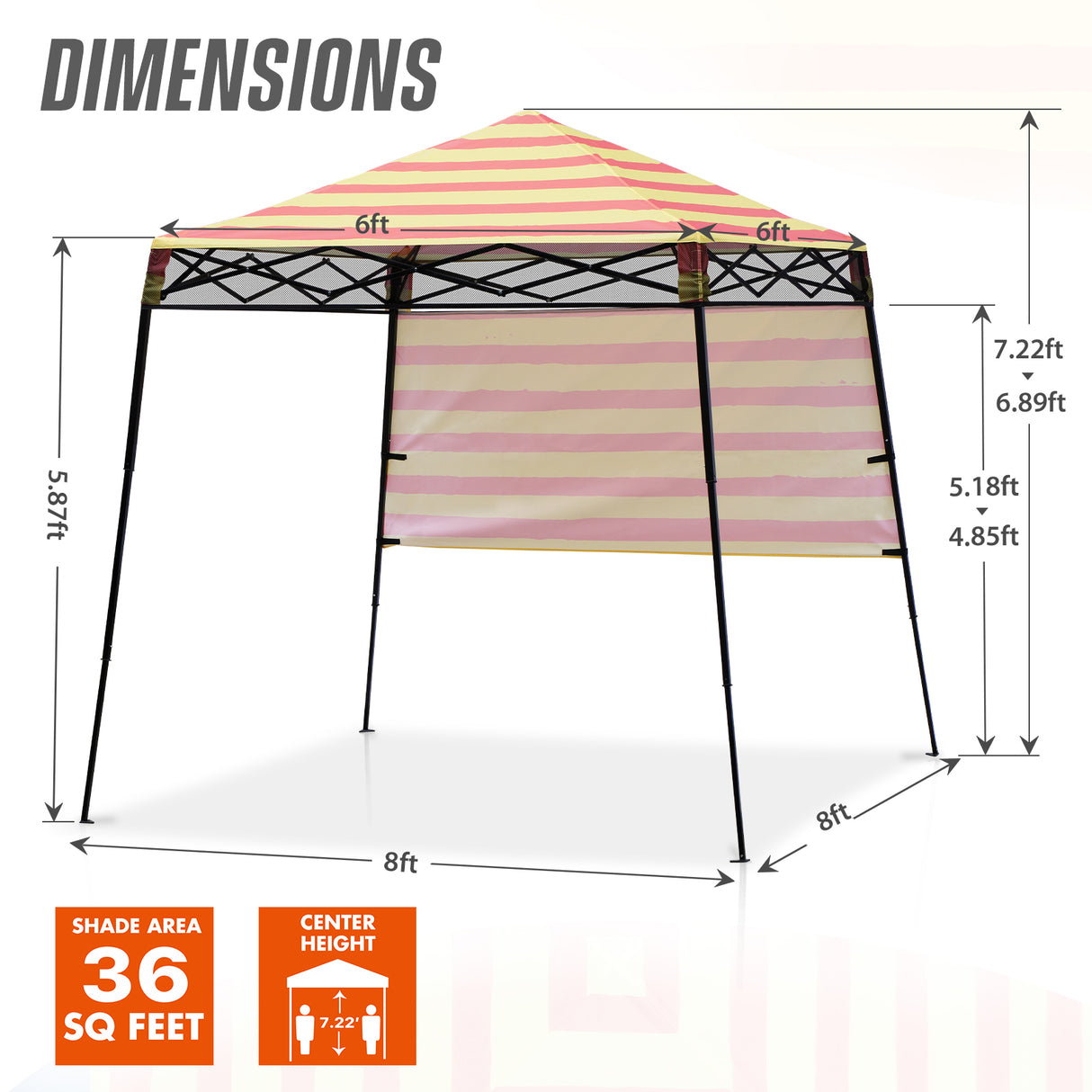 8x8 Backpack Pop Up Canopy Tent w/ Sidewall 8x8 Base 6x6 Top,Unique Printing Fabric