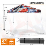 Slant Leg Pop up Canopy Tent, 10x10 Base 8x8 Top with SHADE GRAPHiX High Quality Digital Printed Top