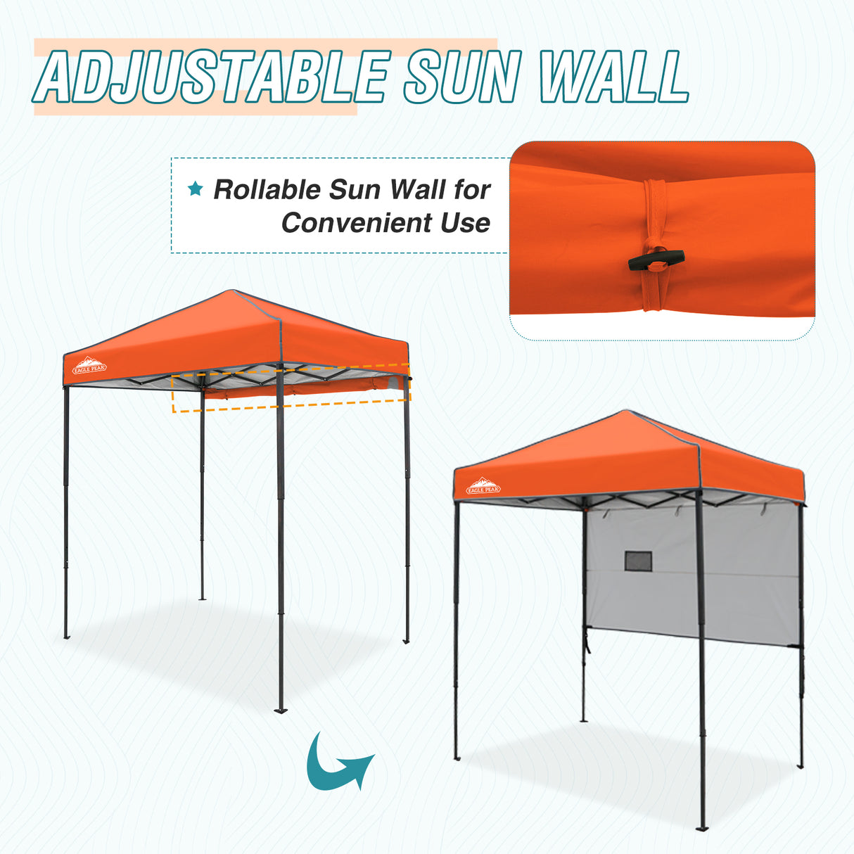 6x4 ft Instant Pop Up Canopy with Adjustable Sun Wall