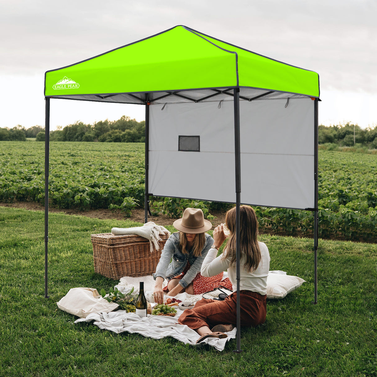 6x4 ft Instant Pop Up Canopy with Adjustable Sun Wall