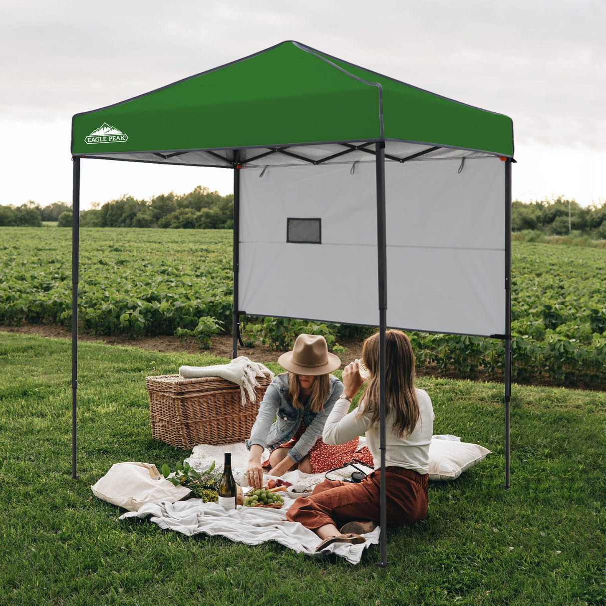 6x4 ft Instant Pop Up Canopy with Adjustable Sun Wall