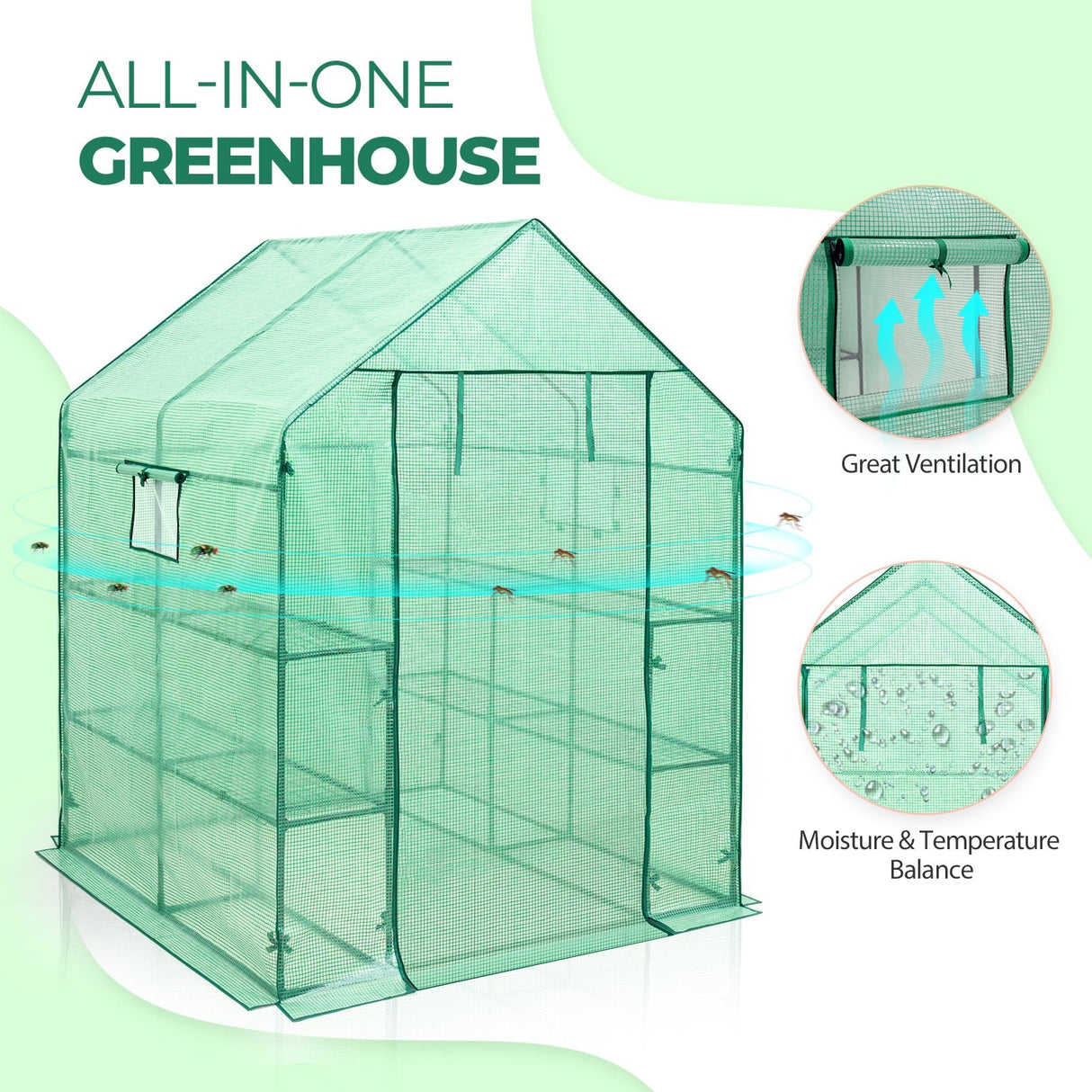 57'' x 57'' x 77'' Mini Walk - in Greenhouse - Eagle Peak Custom Canopy Tent