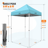 5x5 Pop Up Canopy Tent Instant Straight Leg Outdoor Canopy Easy Set - up - Eagle Peak Custom Canopy Tent