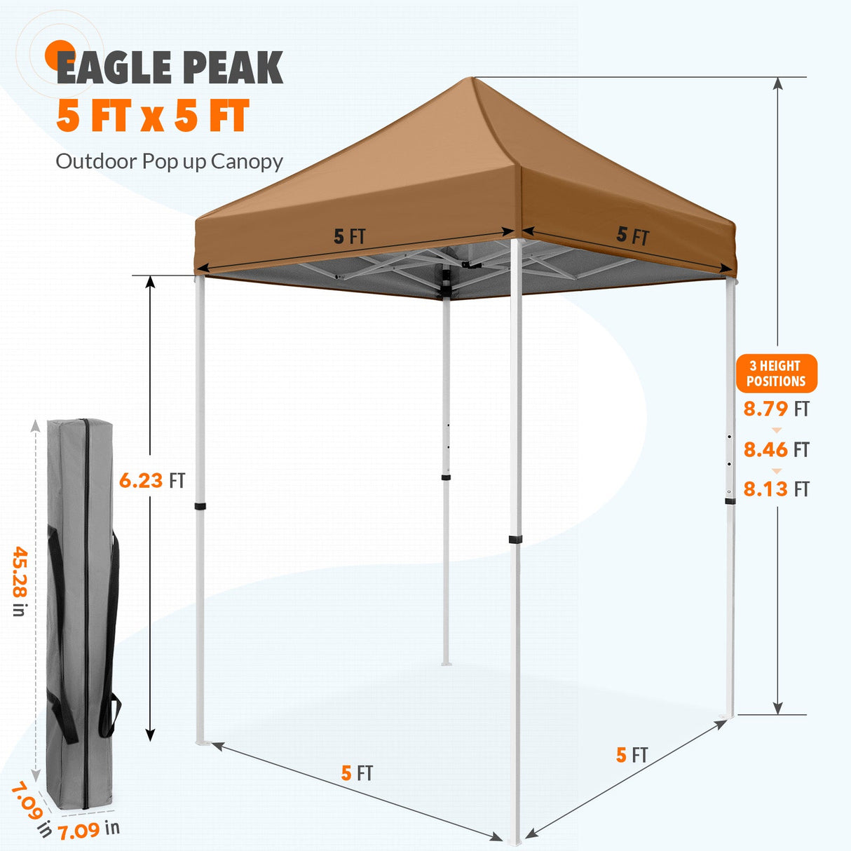 5x5 Pop Up Canopy Tent Instant Straight Leg Outdoor Canopy Easy Set - up - Eagle Peak Custom Canopy Tent