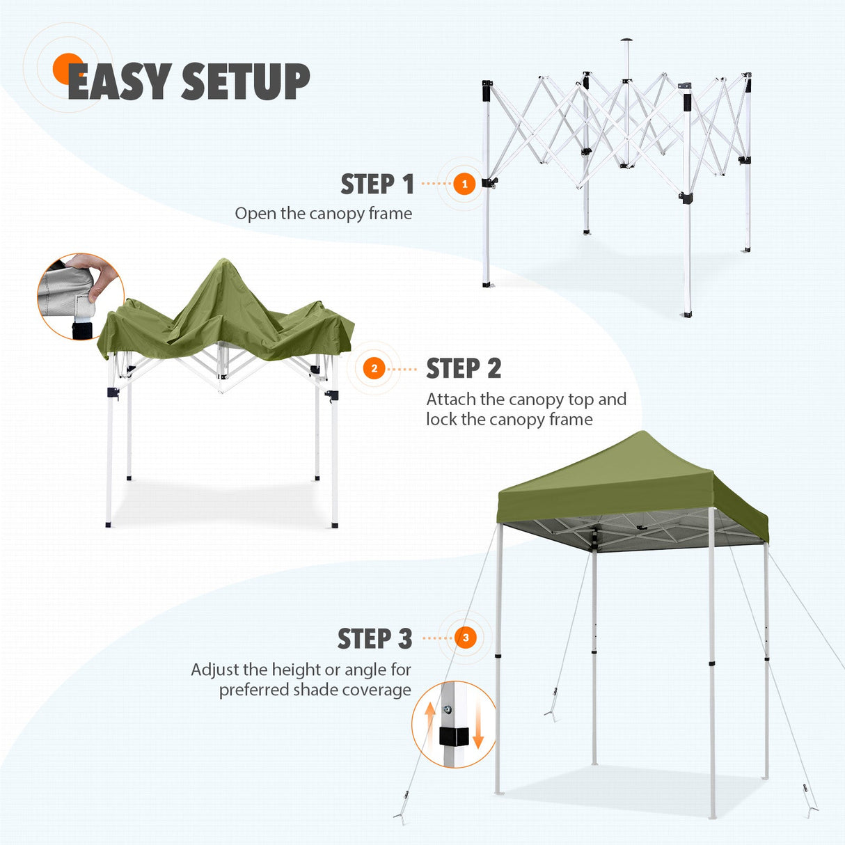 5x5 Pop Up Canopy Tent Instant Straight Leg Outdoor Canopy Easy Set - up - Eagle Peak Custom Canopy Tent