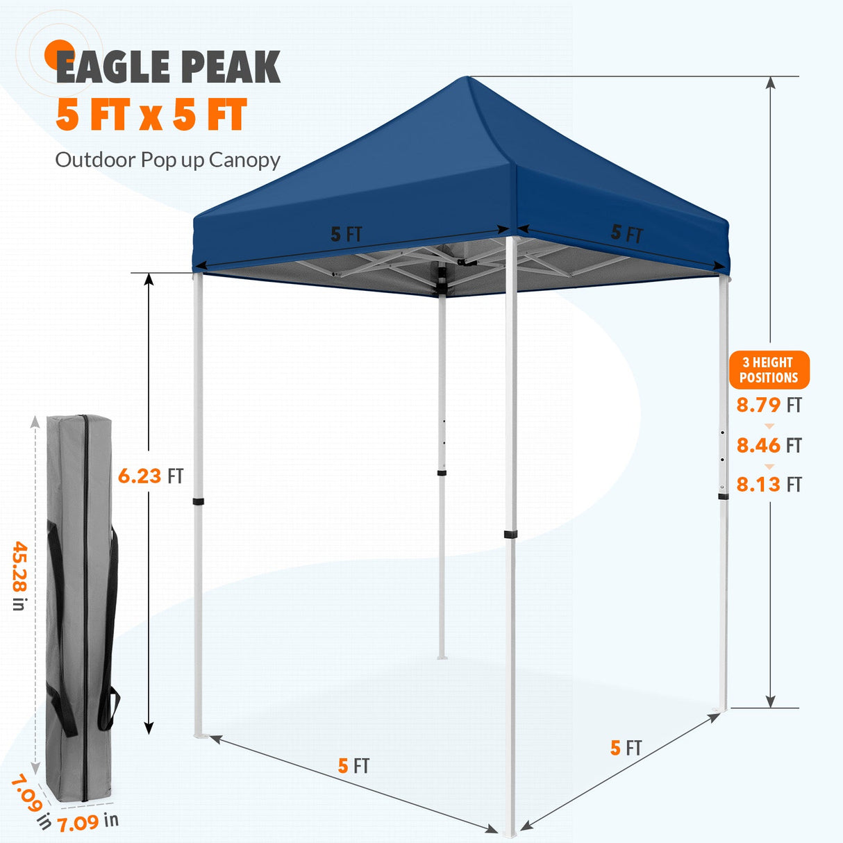 5x5 Pop Up Canopy Tent Instant Straight Leg Outdoor Canopy Easy Set - up - Eagle Peak Custom Canopy Tent