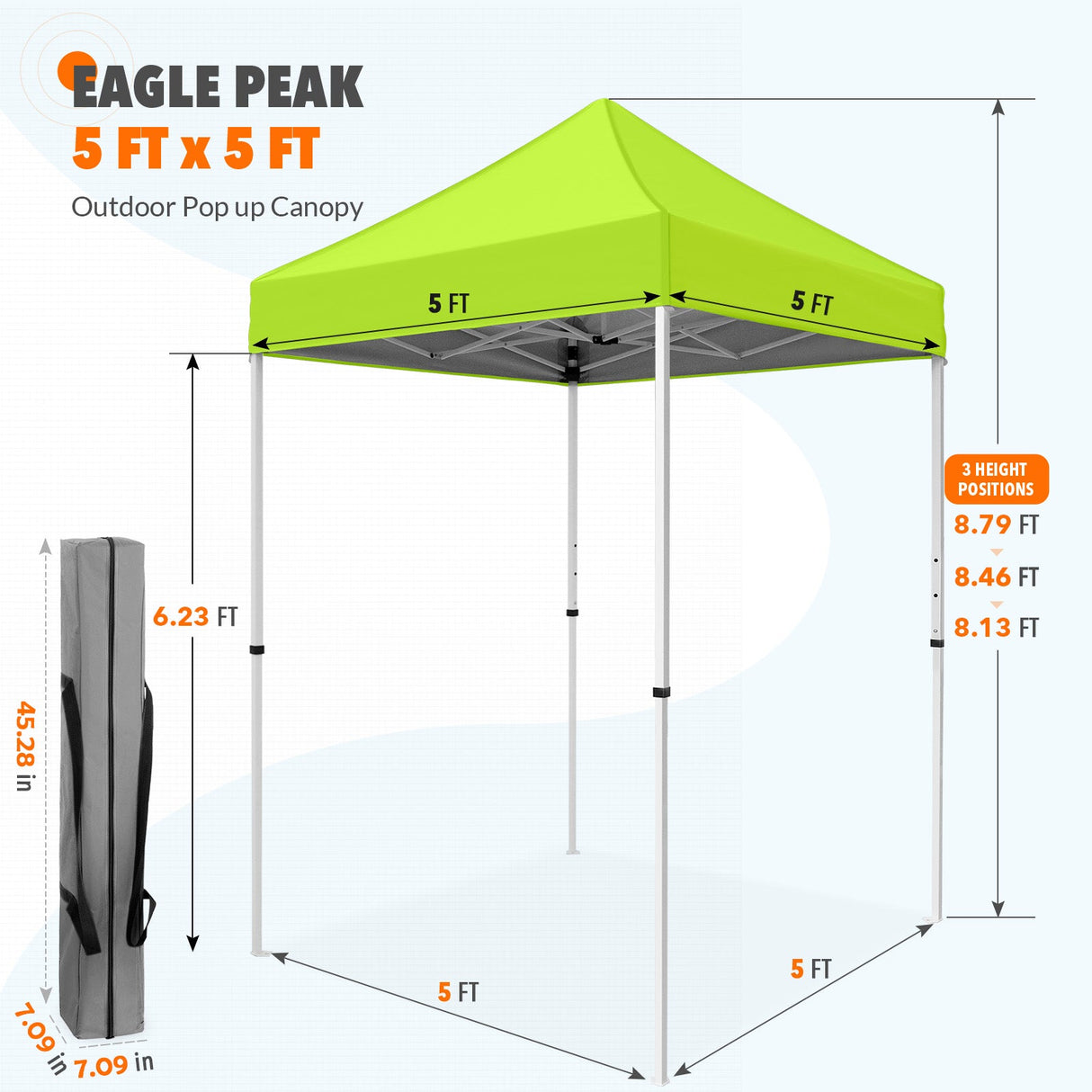 5x5 Pop Up Canopy Tent Instant Straight Leg Outdoor Canopy Easy Set - up - Eagle Peak Custom Canopy Tent