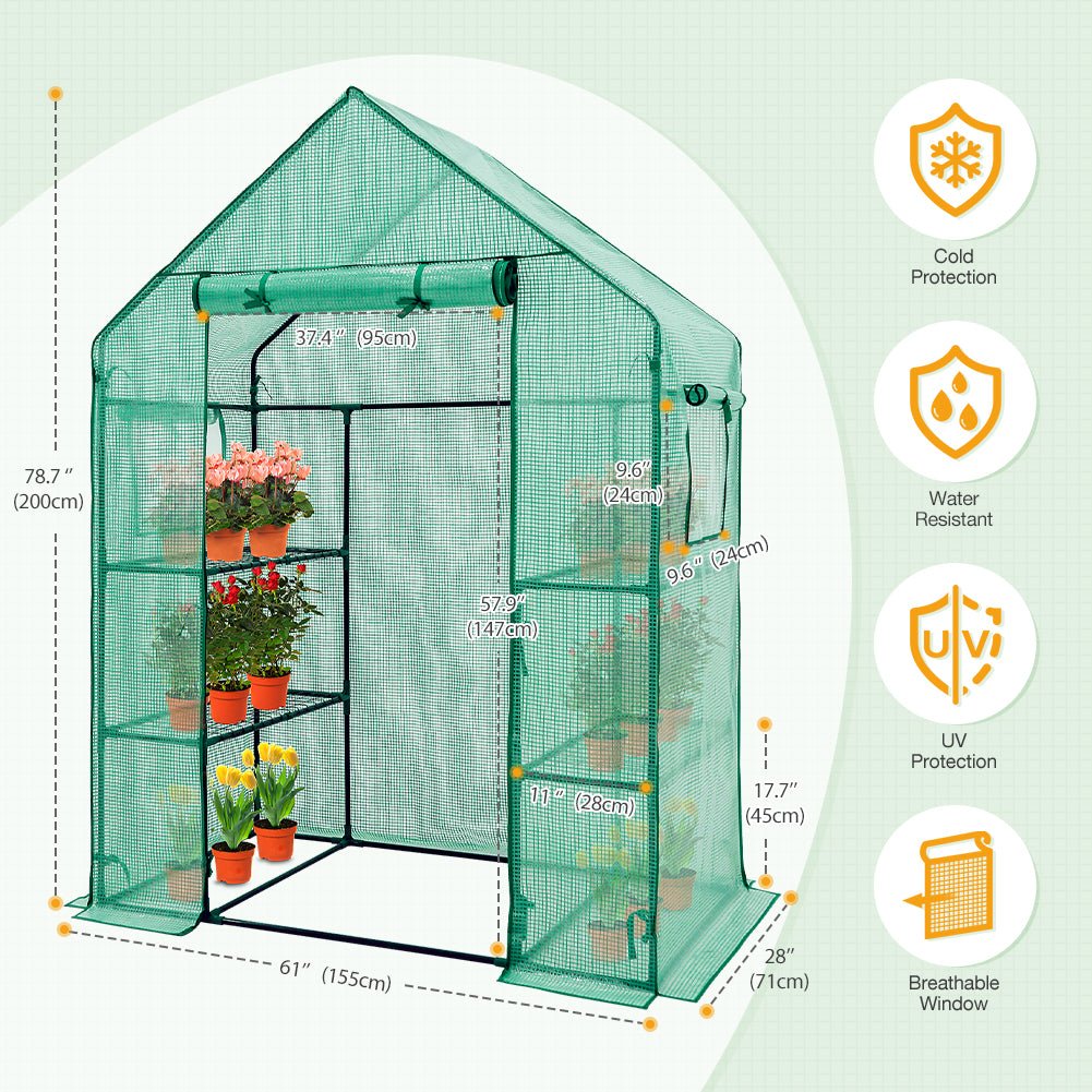 61"x28"x79"Walk in 3 - Tier Greenhouse - Eagle Peak Custom Canopy Tent