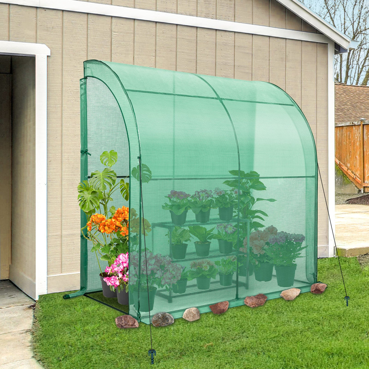 6.6x3.3x6.9 Outdoor Lean to Walk - in Greenhouse with Shelf - Eagle Peak Custom Canopy Tent