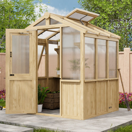 6.7x6x7.7 ft / 6.7x7.8x7.7 ft/ 6.7x9.7x7.7 ft Wood Greenhouse - Eagle Peak Custom Canopy Tent