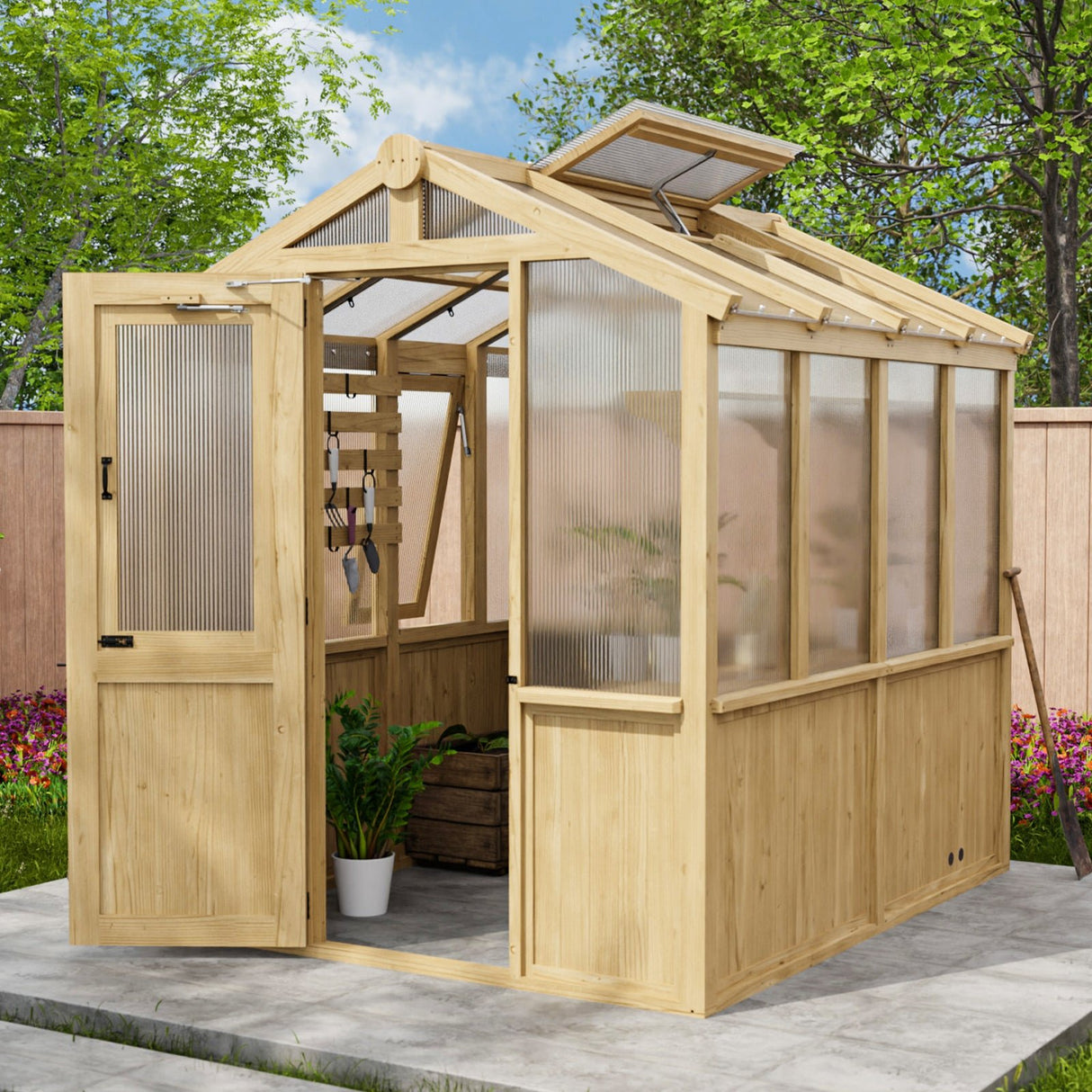 6.7x6x7.7 ft / 6.7x7.8x7.7 ft/ 6.7x9.7x7.7 ft Wood Greenhouse - Eagle Peak Custom Canopy Tent