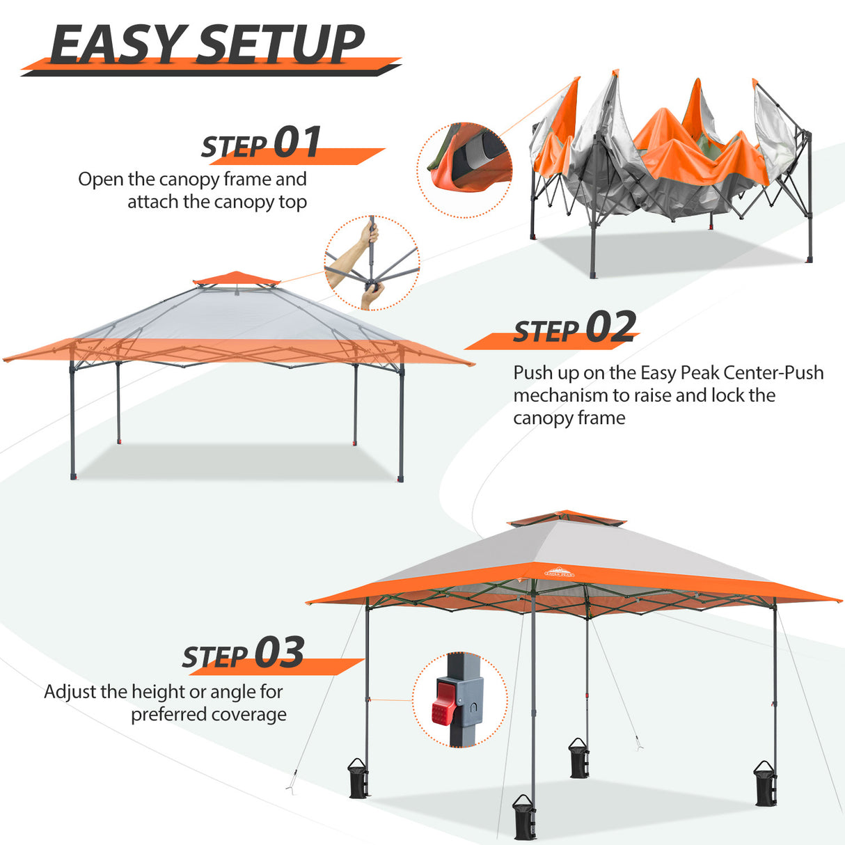 13x13 Straight Leg Pop Up Canopy Tent with 169 sqft of Shade