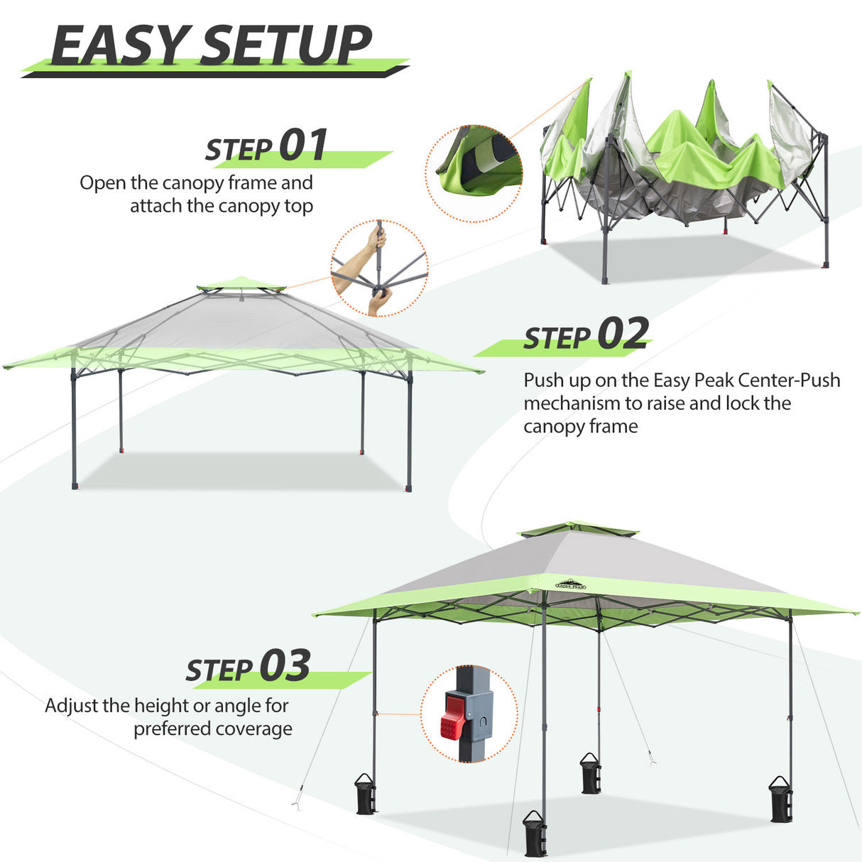 13x13 Straight Leg Pop Up Canopy Tent with 169 sqft of Shade