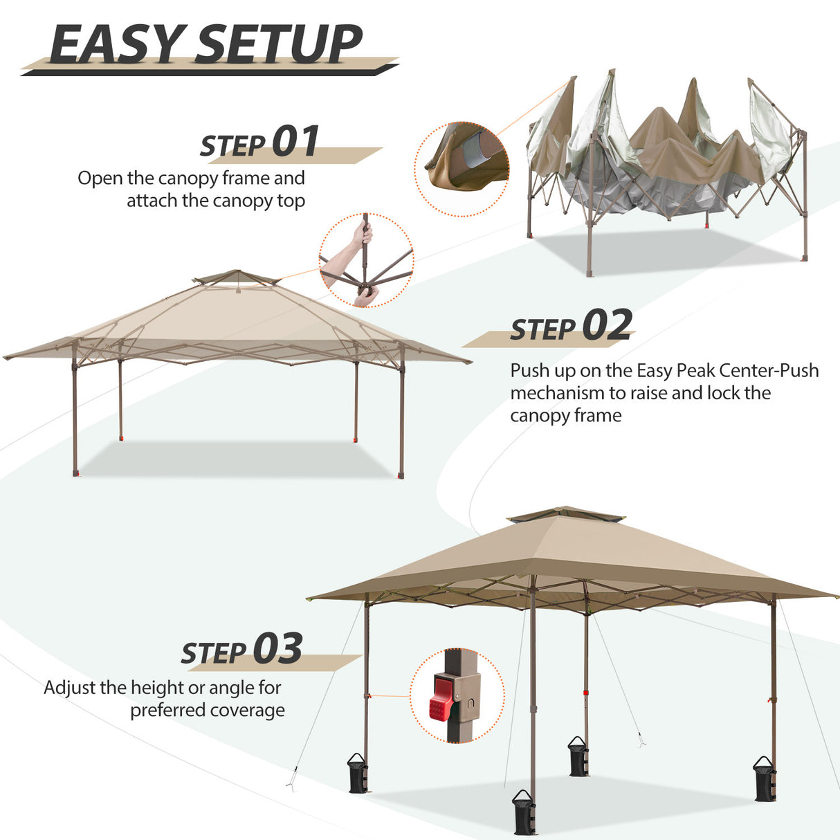 13x13 Straight Leg Pop Up Canopy Tent with 169 sqft of Shade