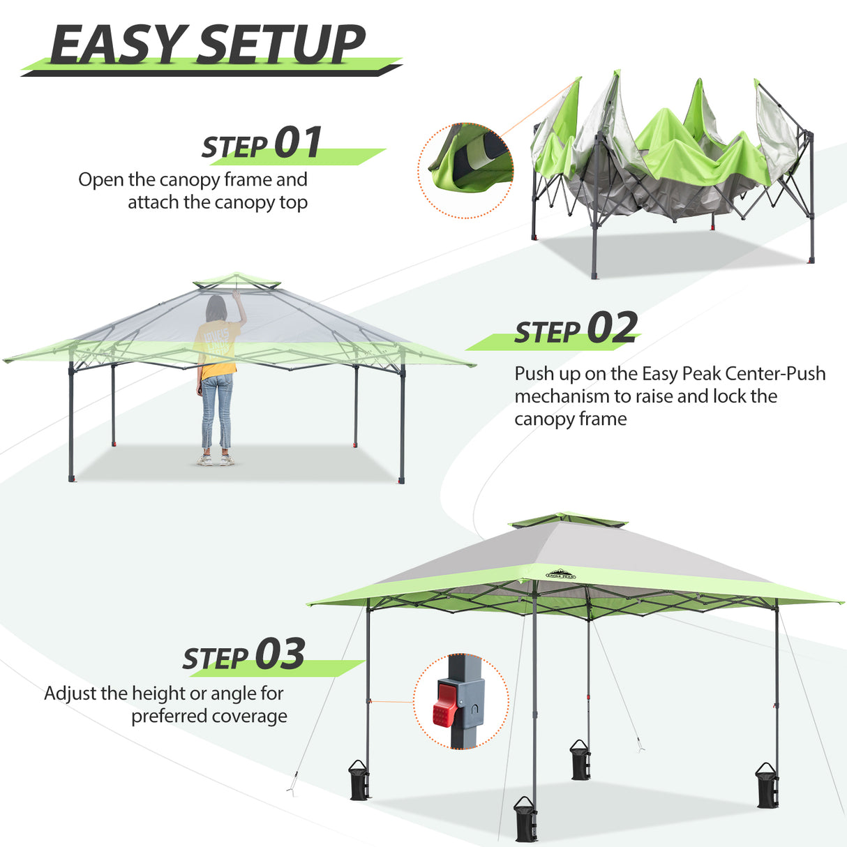 13x13 Straight Leg Pop Up Canopy Tent with 169 sqft of Shade