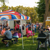 Slant Leg Pop up Canopy Tent, 10x10 Base 8x8 Top with SHADE GRAPHiX High Quality Digital Printed Top