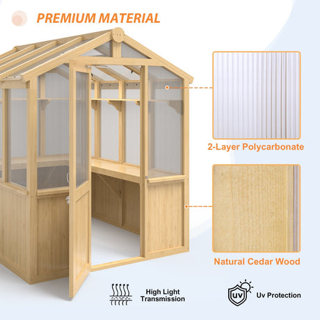 7.5x6.7x7.7 Wood and Polycarbonate Walk - in Greenhouse - Eagle Peak Custom Canopy Tent