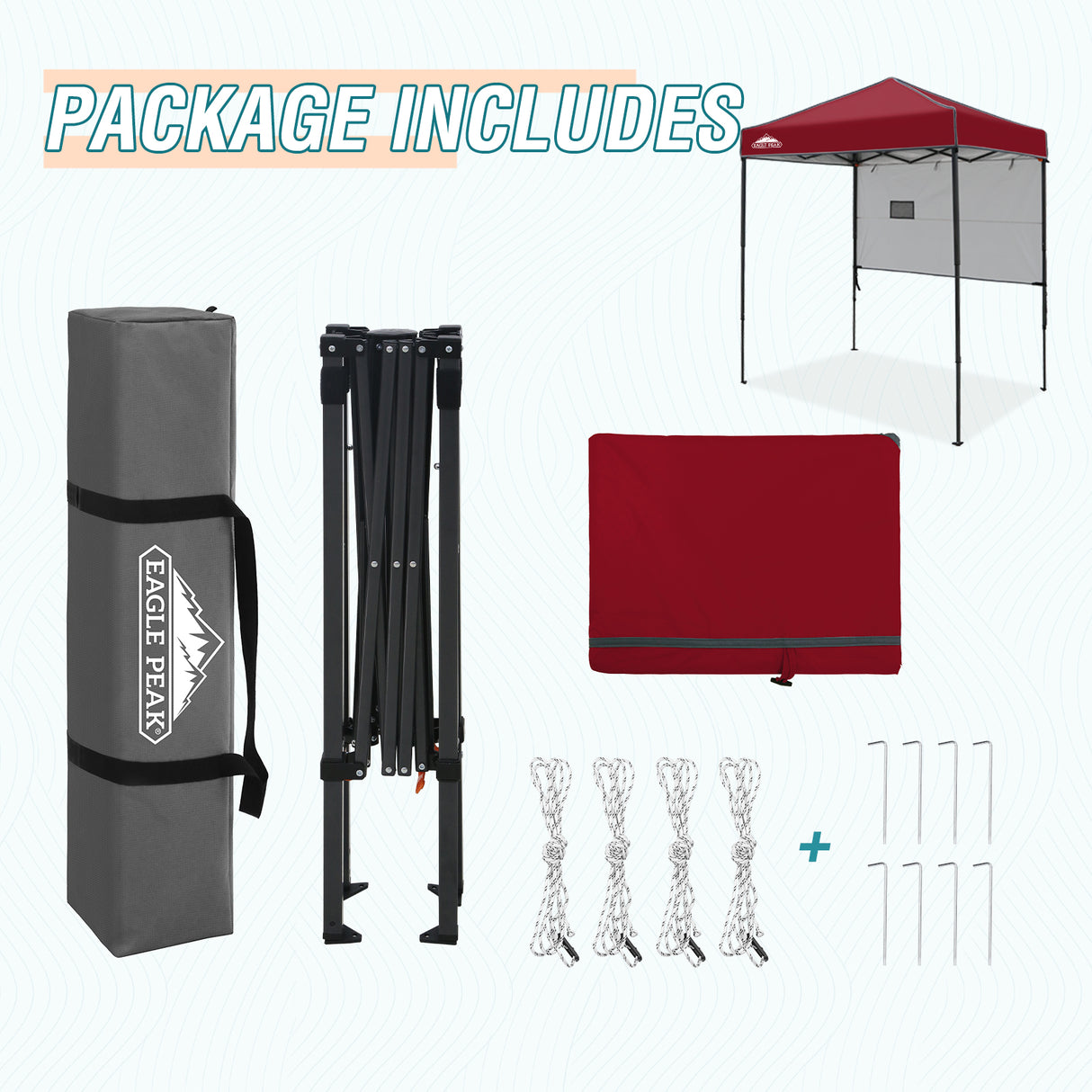 6x4 ft Instant Pop Up Canopy with Adjustable Sun Wall