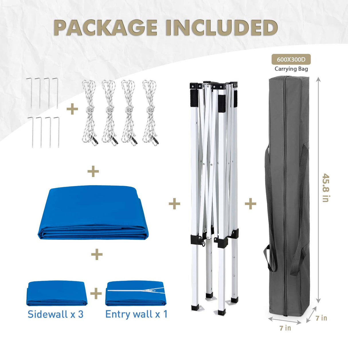 EAGLE PEAK Straight Leg Outdoor Portable Canopy Tent with Removable Sunwalls 5x5 ft, Carry Bag Included