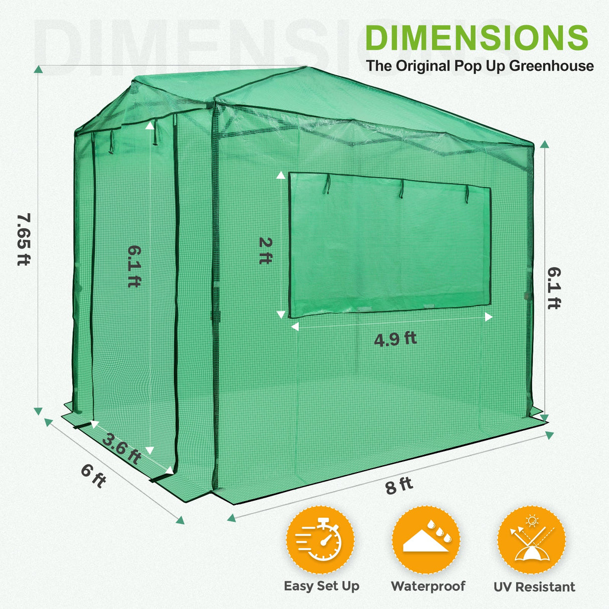 8x6 Walk - in Greenhouse with Upgraded Screen Mesh Door - Eagle Peak Custom Canopy Tent