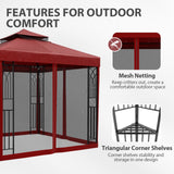 8x8 Patio Double Roof Gazebo with Mesh Netting, Corner Shelves - Eagle Peak Custom Canopy Tent