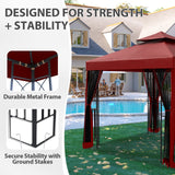 8x8 Patio Double Roof Gazebo with Mesh Netting, Corner Shelves - Eagle Peak Custom Canopy Tent