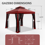 8x8 Patio Double Roof Gazebo with Mesh Netting, Corner Shelves - Eagle Peak Custom Canopy Tent