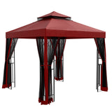 8x8 Patio Double Roof Gazebo with Mesh Netting, Corner Shelves - Eagle Peak Custom Canopy Tent