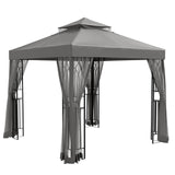 8x8 Patio Double Roof Gazebo with Mesh Netting, Corner Shelves - Eagle Peak Custom Canopy Tent