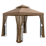 8x8 Patio Double Roof Gazebo with Mesh Netting, Corner Shelves - Eagle Peak Custom Canopy Tent