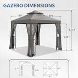 8x8 Patio Double Roof Gazebo with Mesh Netting, Corner Shelves - Eagle Peak Custom Canopy Tent