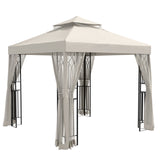 8x8 Patio Double Roof Gazebo with Mesh Netting, Corner Shelves - Eagle Peak Custom Canopy Tent