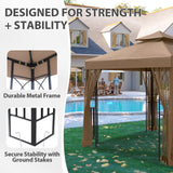 8x8 Patio Double Roof Gazebo with Mesh Netting, Corner Shelves - Eagle Peak Custom Canopy Tent