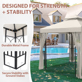 8x8 Patio Double Roof Gazebo with Mesh Netting, Corner Shelves - Eagle Peak Custom Canopy Tent