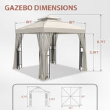 8x8 Patio Double Roof Gazebo with Mesh Netting, Corner Shelves - Eagle Peak Custom Canopy Tent