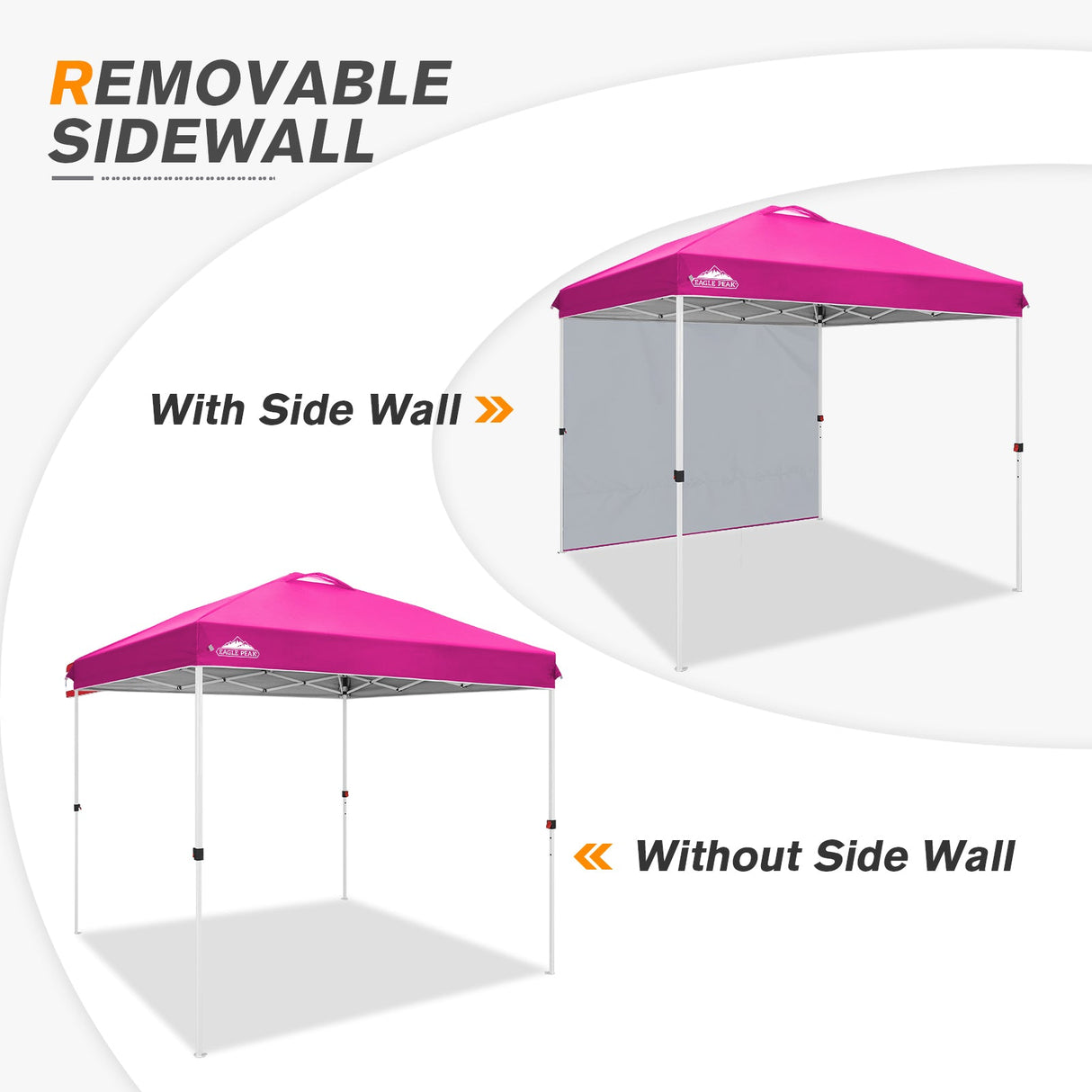 8x8 Pop Up Straight Leg Canopy with Sidewall - Eagle Peak Custom Canopy Tent